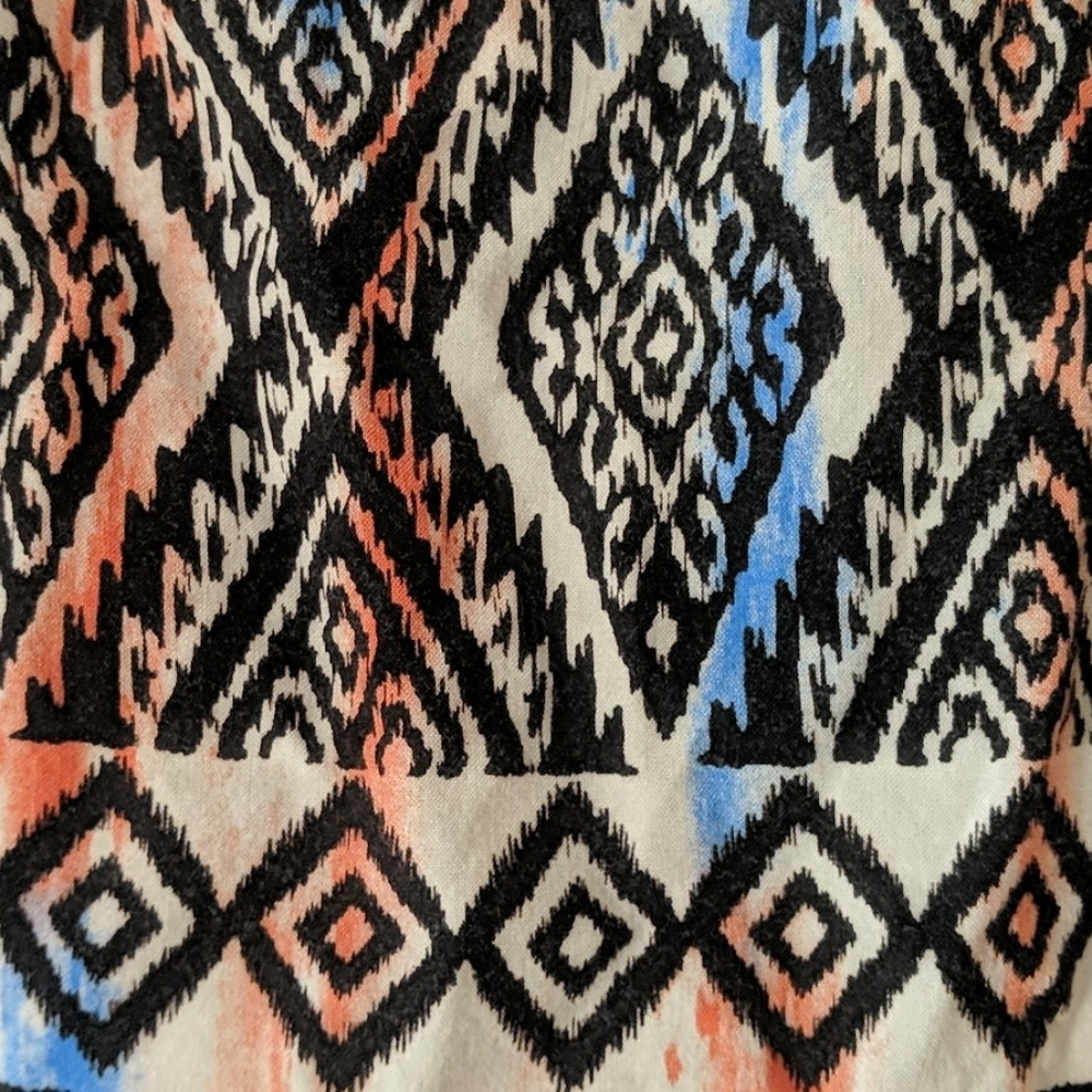 Women's Patterned Tank Top - Black, Cream & Coral - Picture 2 of 4